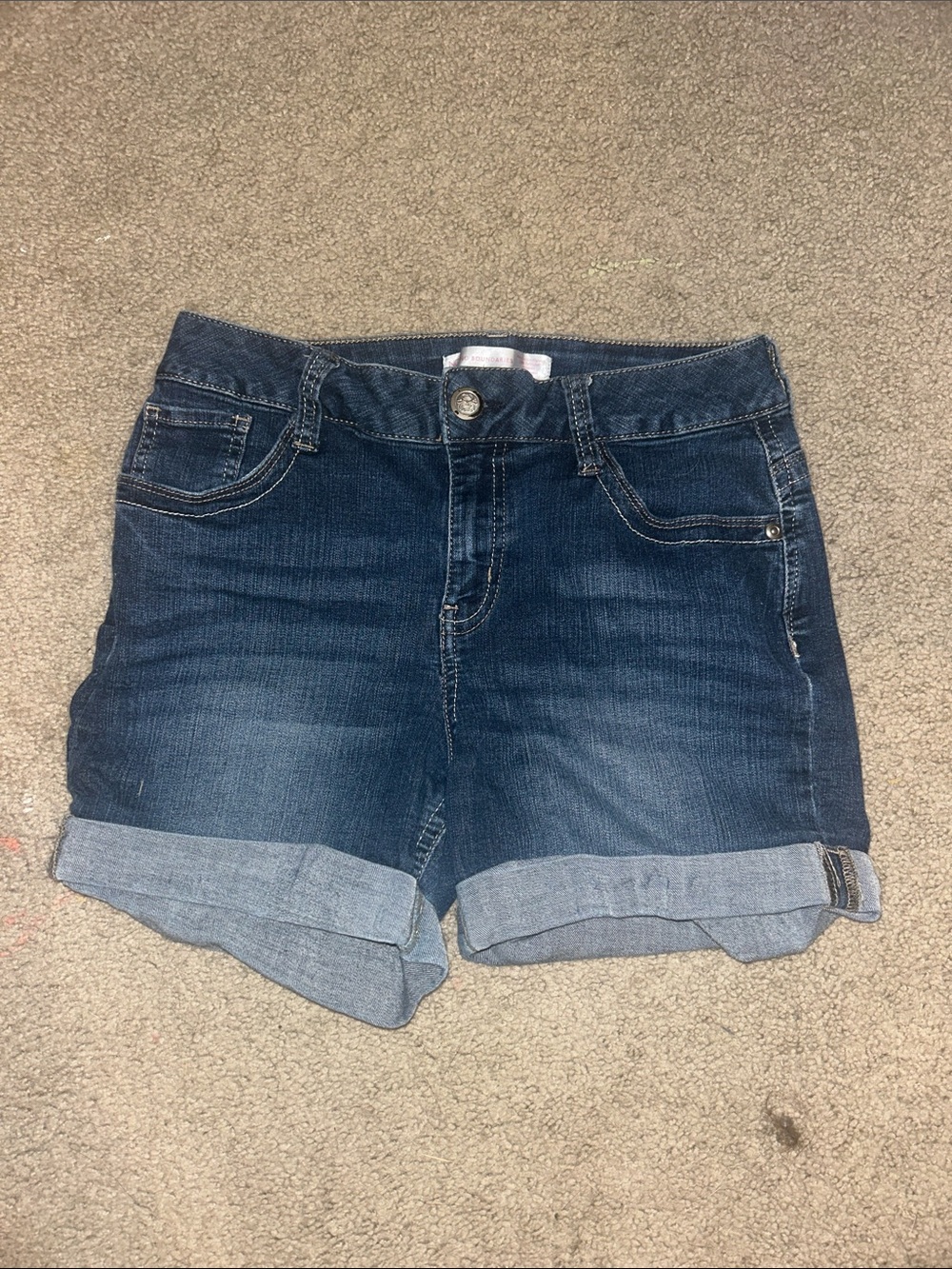 No Boundaries Dark Blue Rolled Cuff Denim Shorts